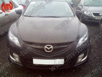 1 299 р. Реснички на фары (на фары без адаптивного света) MV-Tuning Mazda 6 GH рестайлинг седан (2010-2012) (Неокрашенные)  с доставкой в г. Пермь. Увеличить фотографию 2