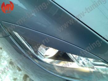 1 299 р. Реснички на фары (на фары без адаптивного света) MV-Tuning Mazda 6 GH рестайлинг седан (2010-2012) (Неокрашенные)  с доставкой в г. Пермь. Увеличить фотографию 3