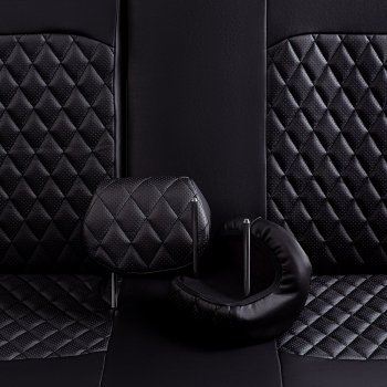 9 449 р. Чехлы для сидений Lord Autofashion Турин Ромб (экокожа, 60/40, отдельный бок, подлокотник, 3 г-образных подголовника)  Mazda 6  GJ (2012-2025) дорестайлинг седан, дорестайлинг универсал, 1 рестайлинг универсал, 1-ый рестайлинг седан, 2-ой рестайлинг седан, 2-ой рестайлинг универсал (Черный, вставка черная, строчка черная)  с доставкой в г. Пермь. Увеличить фотографию 5