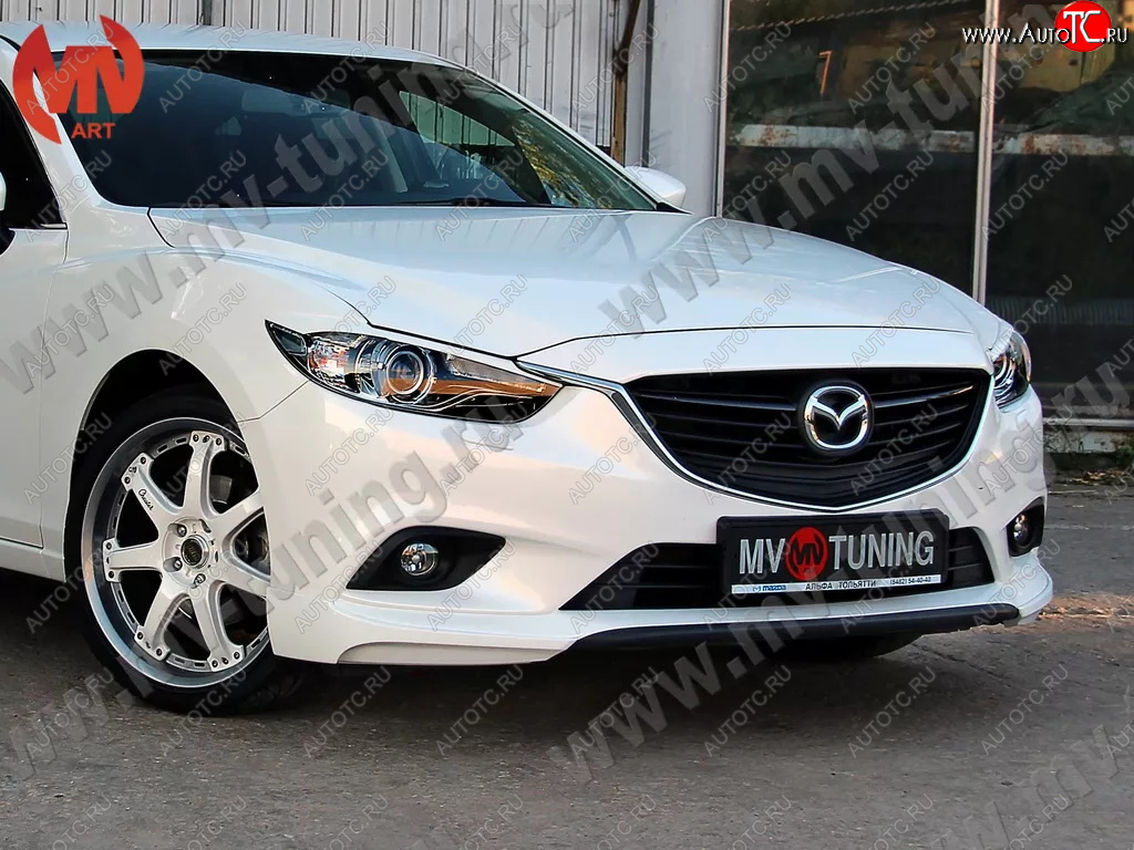 6 299 р. Клыки переднего бампера Var №2 Lite (комплектация Drive и Activ) MV-Tuning Mazda 6 GJ дорестайлинг седан (2012-2015) (Неокрашенные)  с доставкой в г. Пермь