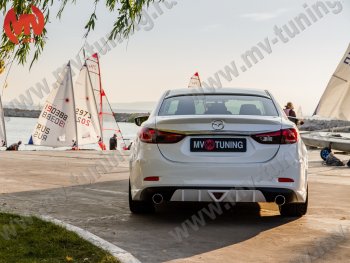 12 699 р. Диффузор заднего бампера Sport v2 Mazda 6 GJ дорестайлинг седан (2012-2015) (Неокрашенный)  с доставкой в г. Пермь. Увеличить фотографию 2