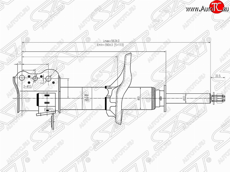 4 299 р. Левый амортизатор задний SAT Mazda 626 GF дорестайлинг седан (1997-1999)  с доставкой в г. Пермь