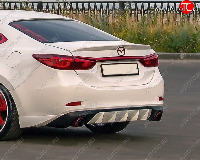 10 899 р. Диффузор заднего бампера Sport v4  Mazda 6  GJ (2015-2018) 1-ый рестайлинг седан (Неокрашенная)  с доставкой в г. Пермь