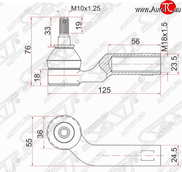 639 р. Правый наконечник рулевой тяги SAT Mazda 3/Axela BK дорестайлинг седан (2003-2006)  с доставкой в г. Пермь