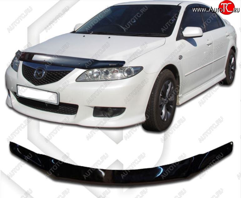 1 999 р. Дефлектор капота CA-Plastiс  Mazda Atenza  GG (2002-2005) лифтбэк дорестайлинг, седан дорестайлинг, универсал дорестайлинг (Classic черный, Без надписи)  с доставкой в г. Пермь