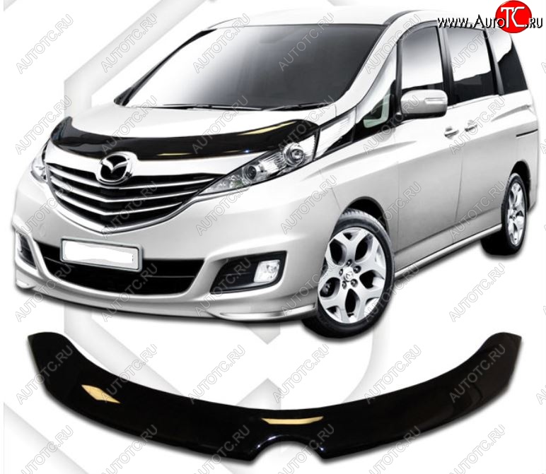 2 199 р. Дефлектор капота CA-Plastiс exclusive Mazda Biante (2008-2018) (Classic черный, Без надписи)  с доставкой в г. Пермь