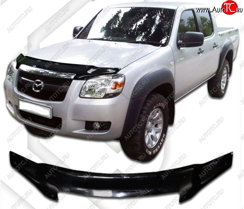2 199 р. Дефлектор капота CA-Plastic Mazda BT-50 (2006-2011) (Classic черный, Без надписи)  с доставкой в г. Пермь