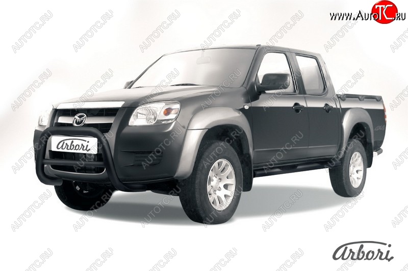 16 289 р. Защита переднего бампера Arbori (низкая, черная, 1 труба d57 mm).  Mazda BT-50 (2006-2011)  с доставкой в г. Пермь