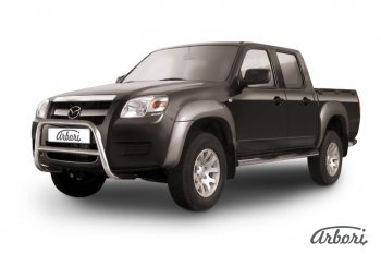 Защита переднего бампера Arbori (низкая, нержавейка, 1 труба d57 mm). Mazda BT-50 (2006-2011)