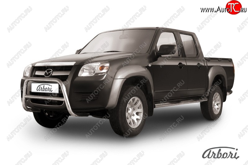 23 939 р. Защита переднего бампера Arbori (низкая, нержавейка, 1 труба d57 mm).  Mazda BT-50 (2006-2011)  с доставкой в г. Пермь