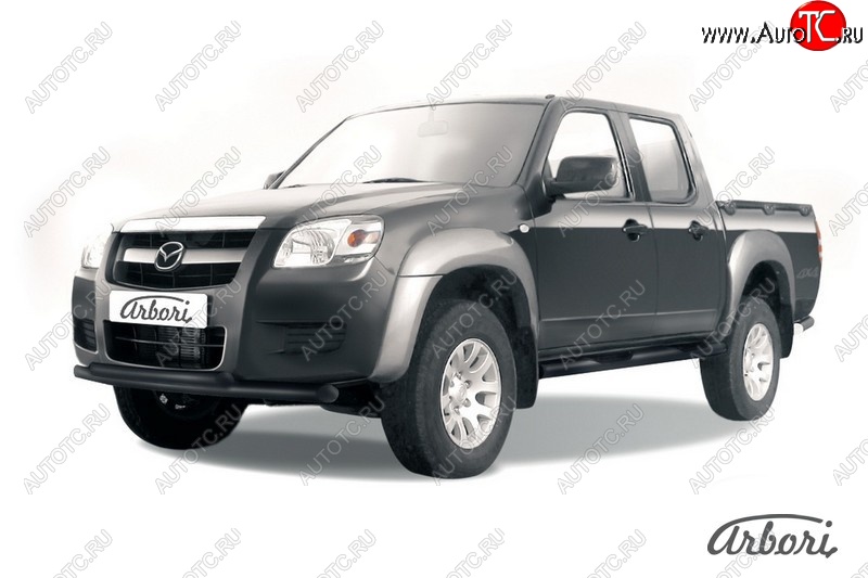 7 703 р. Защита переднего бампера Arbori (черная, 2 трубы d57 и 57 mm)  Mazda BT-50 (2006-2011)  с доставкой в г. Пермь