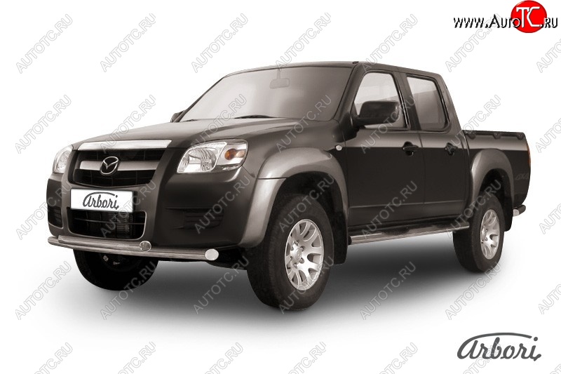 14 579 р. Защита переднего бампера Arbori (нержавейка, 2 трубы d57 mm)  Mazda BT-50 (2006-2011)  с доставкой в г. Пермь