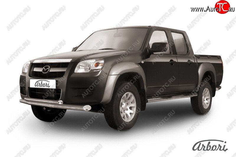 15 749 р. Защита переднего бампера Arbori (нержавейка, 2 трубы d76 и 57 mm)  Mazda BT-50 (2006-2011)  с доставкой в г. Пермь