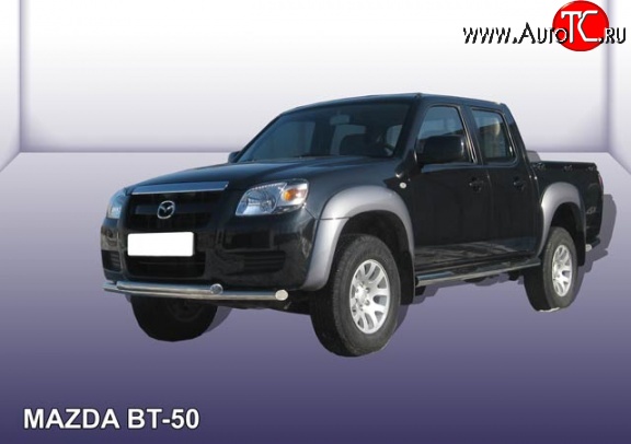 14 749 р. Двойная защита переднего бампера из труб диаметрами по 57 мм Slitkoff  Mazda BT-50 (2006-2011) (Нержавейка, Полированная)  с доставкой в г. Пермь