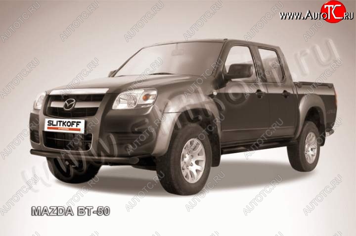 7 599 р. Защита переднего бампер Slitkoff Mazda BT-50 (2011-2015) (Цвет: серебристый)  с доставкой в г. Пермь