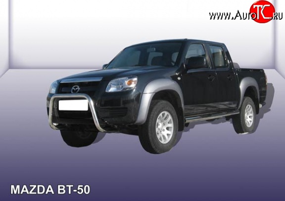 22 649 р. Усиленная защита переднего бампера из трубы диаметром 57 мм Slitkoff  Mazda BT-50 (2006-2011) (Нержавейка, Полированная)  с доставкой в г. Пермь