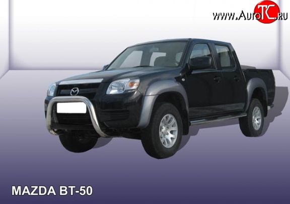 29 999 р. Усиленная защита переднего бампера из трубы диаметром 76 мм Slitkoff  Mazda BT-50 (2006-2011) (Нержавейка, Полированная)  с доставкой в г. Пермь