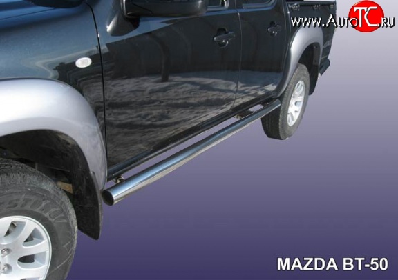 17 299 р. Защита порогов из круглой трубы диаметром 57 мм Slitkoff Mazda BT-50 (2006-2011) (Нержавейка, Полированная)  с доставкой в г. Пермь