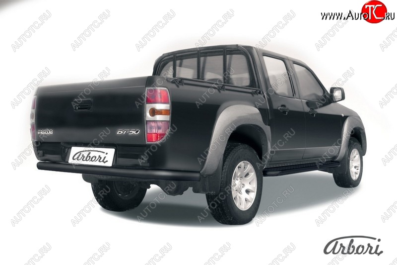 7 019 р. Защита заднего бампера Arbori (черная, 1 труба d76 mm). Mazda BT-50 (2006-2011)  с доставкой в г. Пермь