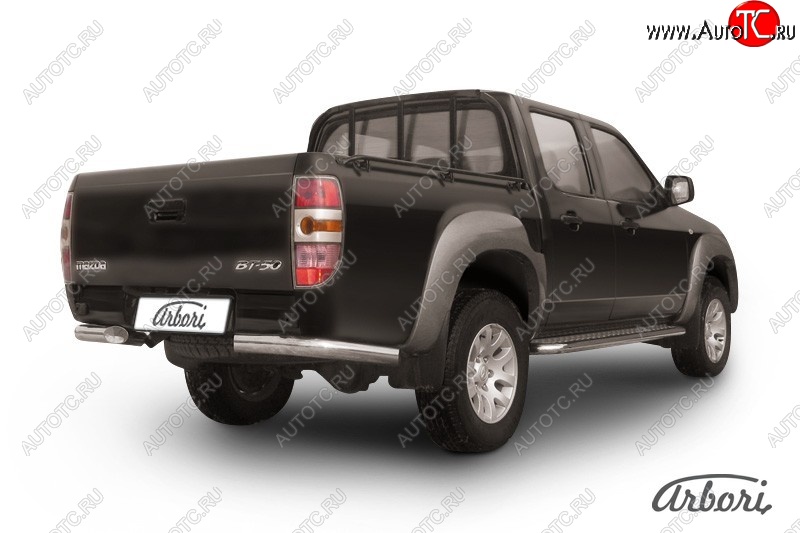 12 509 р. Защита заднего бампера Arbori (уголки, нержавейка, 1 труба d76 mm). Mazda BT-50 (2006-2011)  с доставкой в г. Пермь