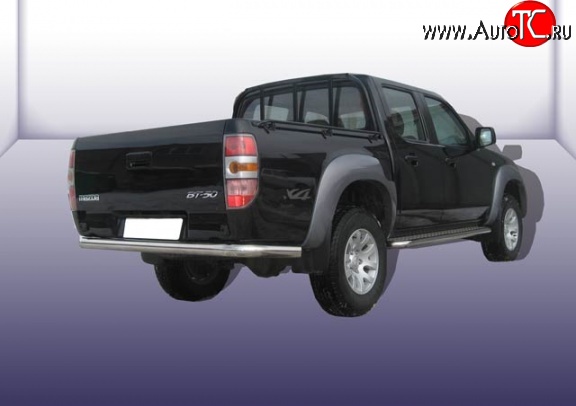 13 499 р. Одинарная защита заднего бампера из трубы диаметром 76 мм Slitkoff Mazda BT-50 (2006-2011) (Нержавейка, Полированная)  с доставкой в г. Пермь