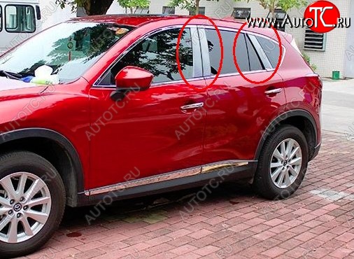 4 749 р. Накладки на центральные стойки дверей СТ Mazda CX-5 KE дорестайлинг (2011-2014) (Неокрашенные)  с доставкой в г. Пермь