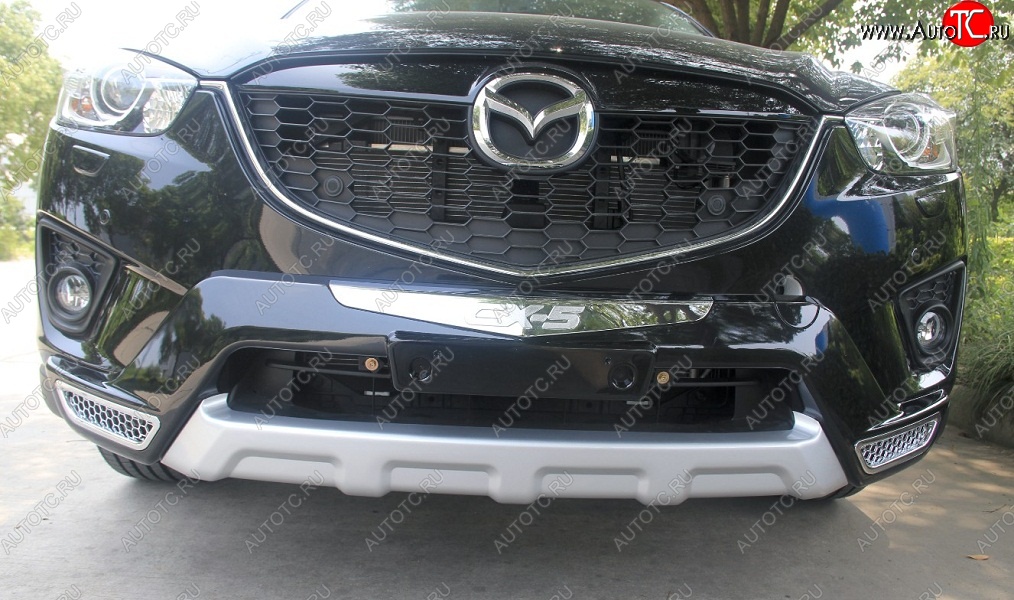5 449 р. Накладка на передний бампер SuvStyle Mazda CX-5 KE дорестайлинг (2011-2014) (Неокрашенная)  с доставкой в г. Пермь