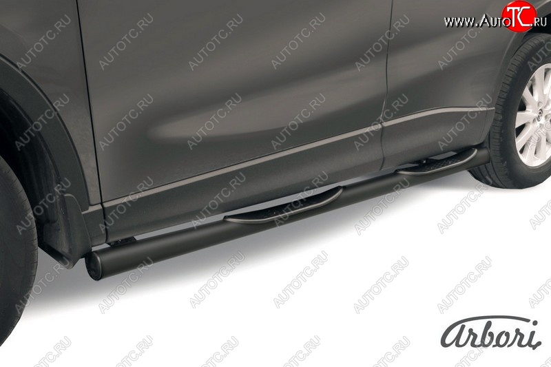 8 369 р. Защита штатных порогов Arbori (с проступью, черная, d76 mm). Mazda CX-5 KE дорестайлинг (2011-2014)  с доставкой в г. Пермь