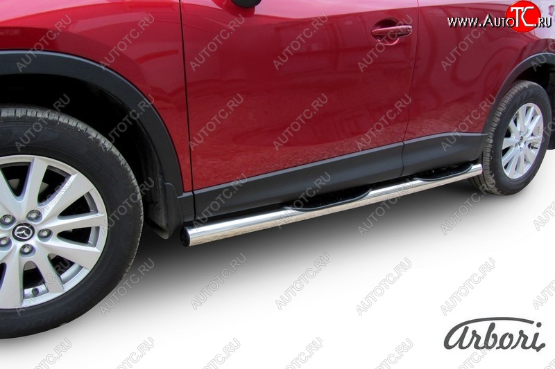 15 749 р. Защита штатных порогов Arbori (с проступью, нержавейка, d76 mm). Mazda CX-5 KE рестайлинг (2015-2017)  с доставкой в г. Пермь