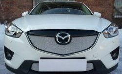 2 399 р. Нижняя сетка на бампер Russtal (хром) Mazda CX-5 KE дорестайлинг (2011-2014)  с доставкой в г. Пермь. Увеличить фотографию 2