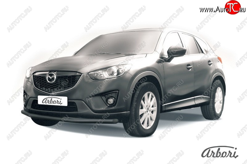 7 019 р. Защита переднего бампера Arbori (черная, 1 труба d57 mm).  Mazda CX-5  KE (2011-2017) дорестайлинг, рестайлинг  с доставкой в г. Пермь