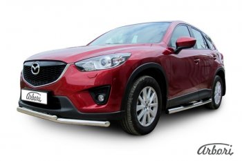 15 182 р. Защита переднего бампера Arbori (нержавейка, 2 трубы d57 и 42 mm) Mazda CX-5 KE рестайлинг (2015-2017)  с доставкой в г. Пермь. Увеличить фотографию 2