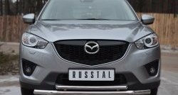 Защита переднего бампера (2 трубыØ63 и 42 мм, нержавейка) SLITKOFF Mazda CX-5  KE (2011-2017) дорестайлинг, рестайлинг