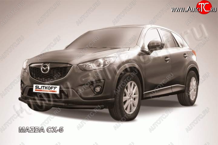 10 699 р. Защита переднего бампер Slitkoff Mazda CX-5 KE рестайлинг (2015-2017) (Цвет: серебристый)  с доставкой в г. Пермь