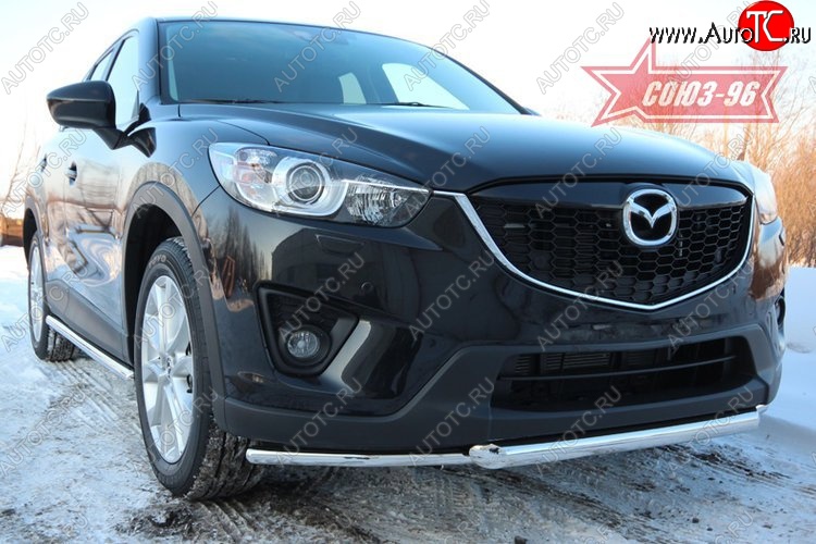 19 034 р. Защита переднего бампера двойная Souz-96 (d60/42)  Mazda CX-5  KE (2011-2017) дорестайлинг, рестайлинг  с доставкой в г. Пермь
