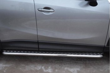 22 999 р. Широкая защита порогов с трубой диаметром 42 мм SLITKOFF v2 Mazda CX-5 KE рестайлинг (2015-2017)  с доставкой в г. Пермь. Увеличить фотографию 2