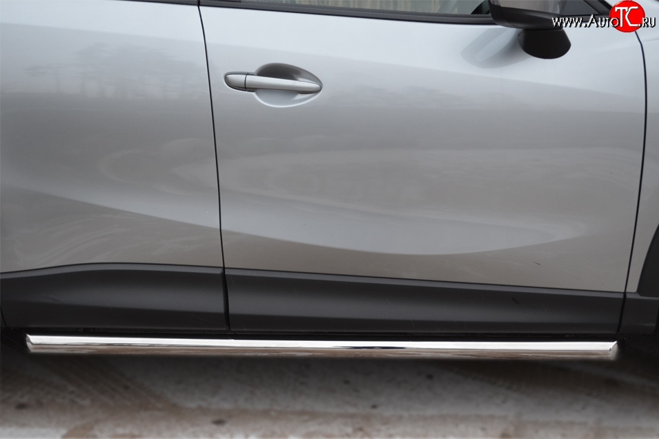 70 999 р. Защита порогов из круглой трубы диаметром 63 мм Russtal Mazda CX-5 KE рестайлинг (2015-2017) (Защита порогов с со скосами на торцах (вариант 1))  с доставкой в г. Пермь