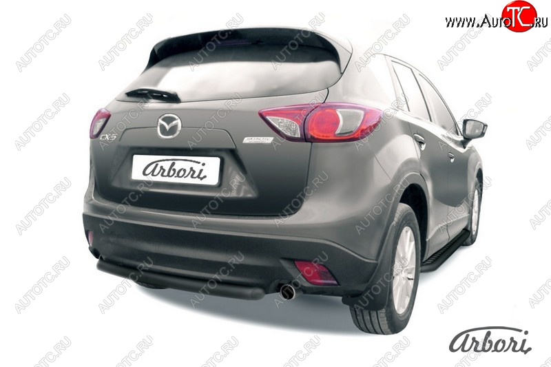 7 019 р. Защита заднего бампера Arbori (короткая, черная, 1 труба d57 mm).  Mazda CX-5  KE (2011-2017) дорестайлинг, рестайлинг  с доставкой в г. Пермь