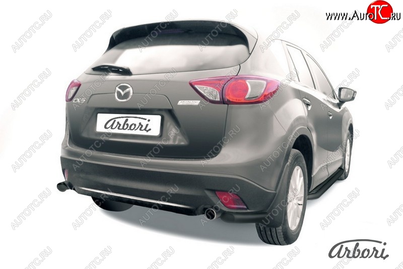 7 019 р. Защита заднего бампера Arbori (уголки, черная, 1 труба d57 mm).  Mazda CX-5  KE (2011-2017) дорестайлинг, рестайлинг  с доставкой в г. Пермь