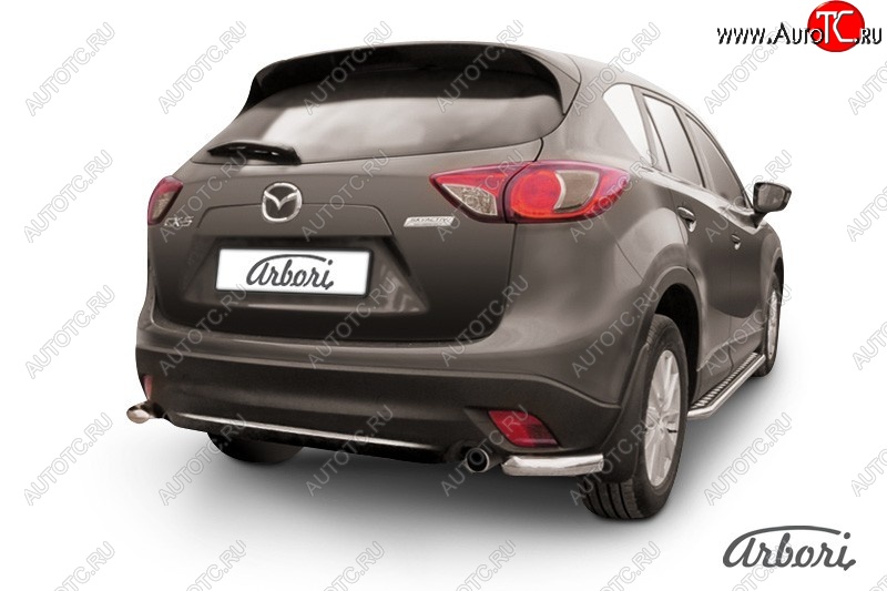 3 099 р. Защита заднего бампера Arbori (нержавейка, 1 труба d57 mm).  Mazda CX-5  KE (2011-2017) дорестайлинг, рестайлинг  с доставкой в г. Пермь