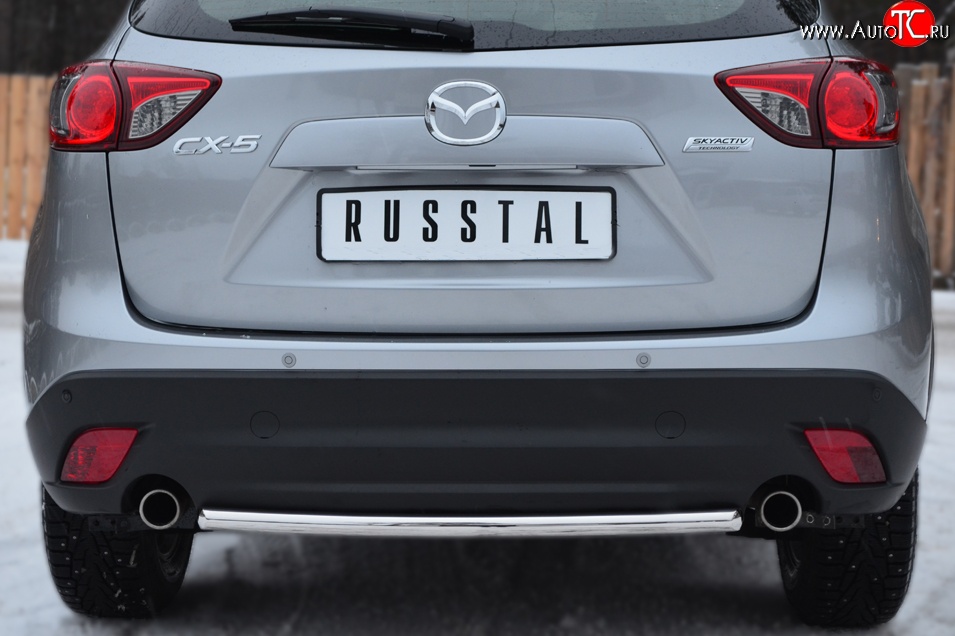 11 549 р. Одинарная защита заднего бампера из трубы диаметром 42 мм SLITKOFF  Mazda CX-5  KE (2011-2017) дорестайлинг, рестайлинг  с доставкой в г. Пермь