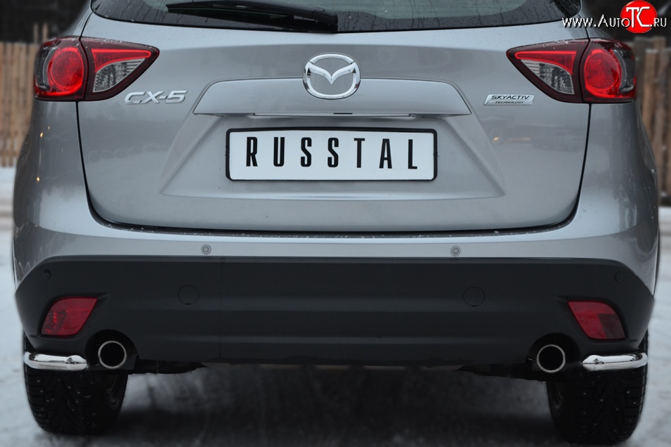 14 549 р. Защита заднего бампера (Ø63 мм уголки, нержавейка) SLITKOFF  Mazda CX-5  KE (2011-2017) дорестайлинг, рестайлинг  с доставкой в г. Пермь