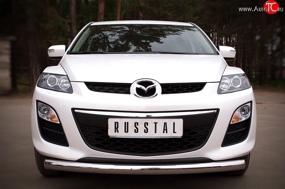 15 349 р. Одинарная защита переднего бампера диаметром 76 мм SLITKOFF  Mazda CX-7  ER (2010-2012) рестайлинг  с доставкой в г. Пермь