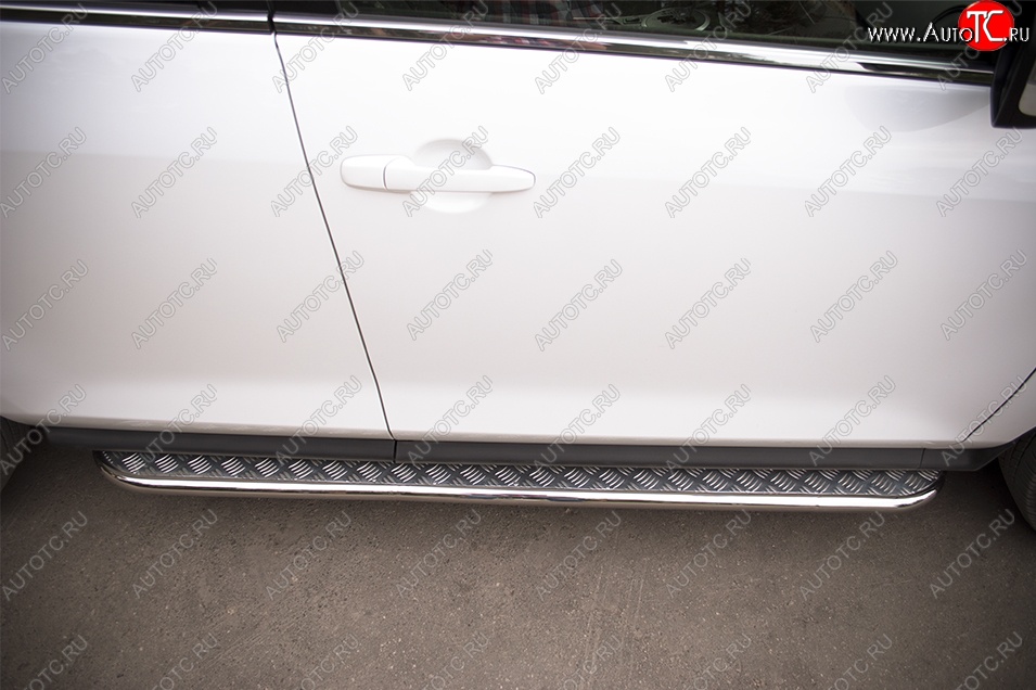 24 649 р. Порожки для ног (Ø42) SLITKOFF Mazda CX-7 ER рестайлинг (2010-2012) (лист - алюминий, профиль - нержавейка)  с доставкой в г. Пермь