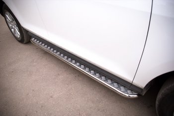 22 999 р. Широкая защита порогов с трубой диаметром 42 мм SLITKOFF v2 Mazda CX-7 ER рестайлинг (2010-2012)  с доставкой в г. Пермь. Увеличить фотографию 2
