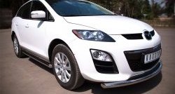 70 999 р. Защита порогов из круглой трубы диаметром 63 мм Russtal Mazda CX-7 ER рестайлинг (2010-2012) (Защита порогов с со скосами на торцах (вариант 1))  с доставкой в г. Пермь. Увеличить фотографию 4