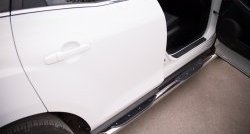 83 999 р. Защита порогов с пластиковыми вставками для ног из круглой трубы диаметром 76 мм Russtal Mazda CX-7 ER рестайлинг (2010-2012) (Защита порогов с со скосами на торцах (вариант 1))  с доставкой в г. Пермь. Увеличить фотографию 3