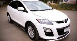 83 999 р. Защита порогов с пластиковыми вставками для ног из круглой трубы диаметром 76 мм Russtal Mazda CX-7 ER рестайлинг (2010-2012) (Защита порогов с со скосами на торцах (вариант 1))  с доставкой в г. Пермь. Увеличить фотографию 8