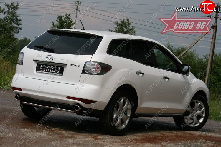 8 369 р. Защита заднего бампера Souz-96 (d42) Mazda CX-7 ER рестайлинг (2010-2012)  с доставкой в г. Пермь
