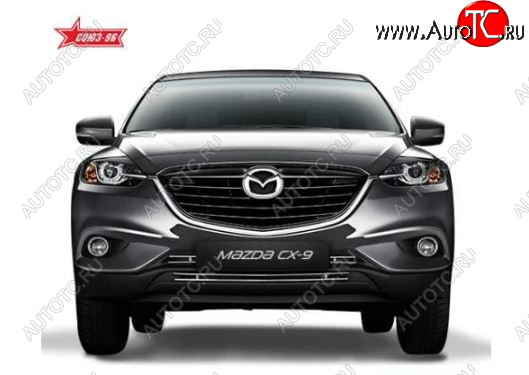 4 004 р. Декоративный элемент воздухозаборника Souz96 Mazda CX-9 TC дорестайлинг (2015-2025) (Черная 16 мм)  с доставкой в г. Пермь
